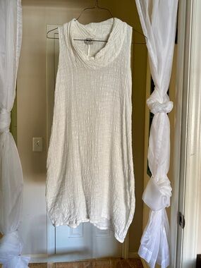 La Bottega di Brunella Italian Sleeveless White Cowl Neck Women's dress